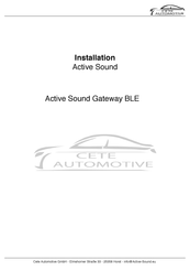 Cete Automotive Active Sound Gateway BLE Installation Manual