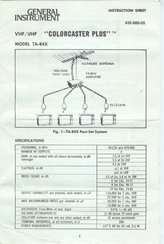 General Instrument COLORCASTER PLUS TA-84X Instruction Sheet
