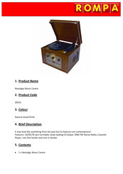 Rompa Nostalgia Music Centre Manual