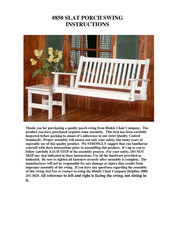 Plantation SLAT PORCH SWING 850 Instructions Manual