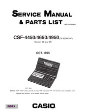 Casio CSF-4450 Service Manual & Parts Manual