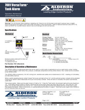 Alderon Industries 7001 Versa’larm Operation, Maintenance And Installation Manual