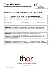 THOR GL172-N Installation And Operation Instructions Manual