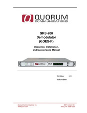 Quorum GRB-200 Operation, Installation, And Maintenance Manual