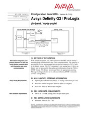 Avaya Definity G3 / ProLogix Configuration Note