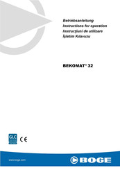 Boge BEKOMAT 32 Instructions For Operation Manual