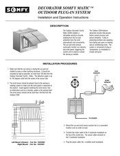 Somfy MATIC Series Installation And Operation Instructions