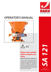 Rauch SA 121 Operator's Manual
