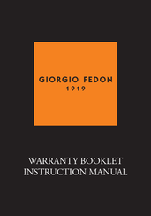 GIORGIO FEDON VD54 Warranty Booklet Instruction Manual