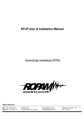 Ropam elektronik OptimaGSM AP-IP User & Installation Manual