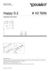 Duravit Happy D.2 H2 7696 Manual