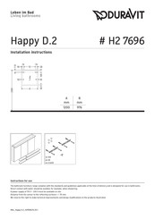 DURAVIT Happy D.2 H2 7696 Manual