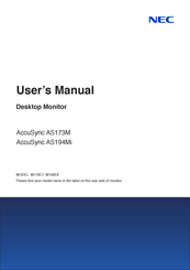 NEC AccuSync AS173M User Manual