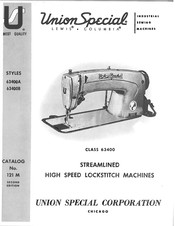 UnionSpecial 63400 Series Instructions For Adjusting And Operating