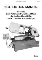 Hafco Metalmaster BS-13HS Instruction Manual