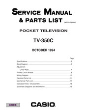 Casio TV-350C Service Manual & Parts List