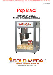 Gold Medal Pop Maxx Series Instruction Manual