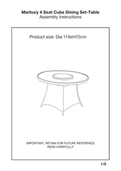 Jd Williams Marbury 4 Seat Cube Dining Set-Table Assembly Instructions