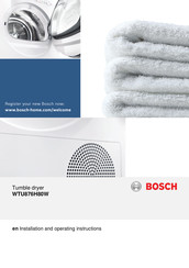 Bosch WTU876H80W Installation And Operating Manual