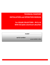 Sunsystem PK SL AL 2.4 Installation And Operation Manual