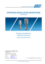 AWH TANKO CP Series Operating & Installation Instructions Manual