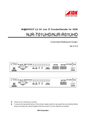 IDK NJR-T01UHD Command Reference Manual