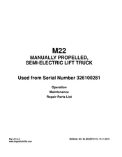 Big Joe M22 Installation, Operation, Maintenance & Repair Parts