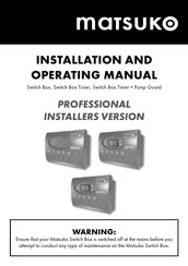 Matsuko Switch Box Timer Installation And Operating Manual