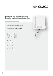 clage K5 Operating And Installation Instructions