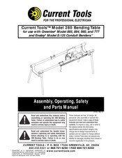 Current Tools 280 Assembly, Operating, Safety And Parts Manual