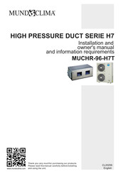 mundoclima MUCHR-96-H7T Installation And Owner's Manual