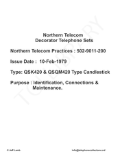 Northern Telecom QSK422A Identification, Connections And Maintenance