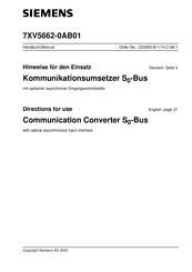 Siemens 7XV5662-0AB01 Directions For Use Manual