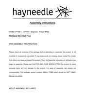 hayneedle Richland Mini Hall Tree LFY104-1 Assembly Instructions Manual