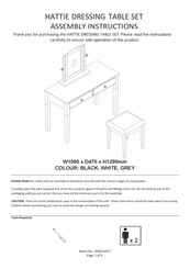 GFW HATTIE DRESSING TABLE SET Assembly Instructions Manual
