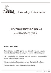 Pacific Casual 116-002-4DS Assembly Instructions Manual