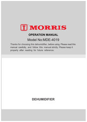 Morris MDE-4019 Operation Manual