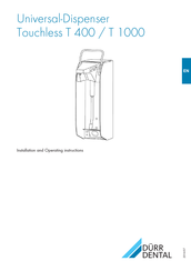 Durr Dental Touchless T 1000 Installation And Operating Instructions Manual