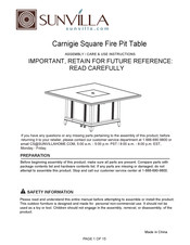 SUNVILLA Carnigie Assembly / Care & Use Instructions