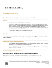 Fisher & Paykel RF135BDRX4 Installation Instructions Manual