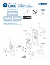Ingersoll-Rand Schlage LiNK FE599 Installation Instructions Manual