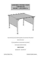 Sunjoy L-PG135PST-A Assembly Instruction Manual