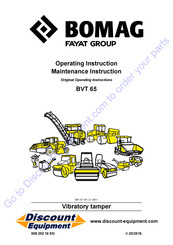 Fayat Group Bomag BVT 65 Operating Instruction,  Maintenance Instruction