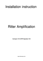 Ritter Amplification Camper 212 GFR Speaker Kit Installation Instruction