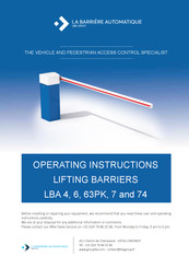 LBA GROUP LA BARRIERE AUTOMATIQUE 4 Operating Instructions Manual