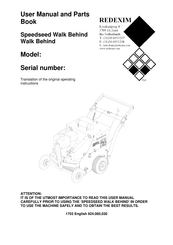 Redexim Speedseed Walk Behind User Manual And Parts Book
