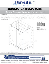 Dreamline ENIGMA AIR SHEN-6434600 Series Installation Instructions Manual