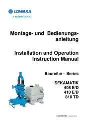 Xylem LOWARA SEKAMATIK 810 PE TD 95T Installation And Operation Instruction Manual