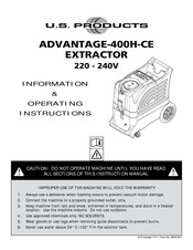 U.s. Products ADVANTAGE-400H-CE Information & Operating Instructions