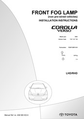 Toyota PZ457-E8510-00 Installation Instructions Manual